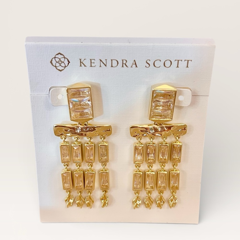 Kendra Scott Jessa Crystal Tassel Earrings Carded & w/Pouch - Picture 3 of 10